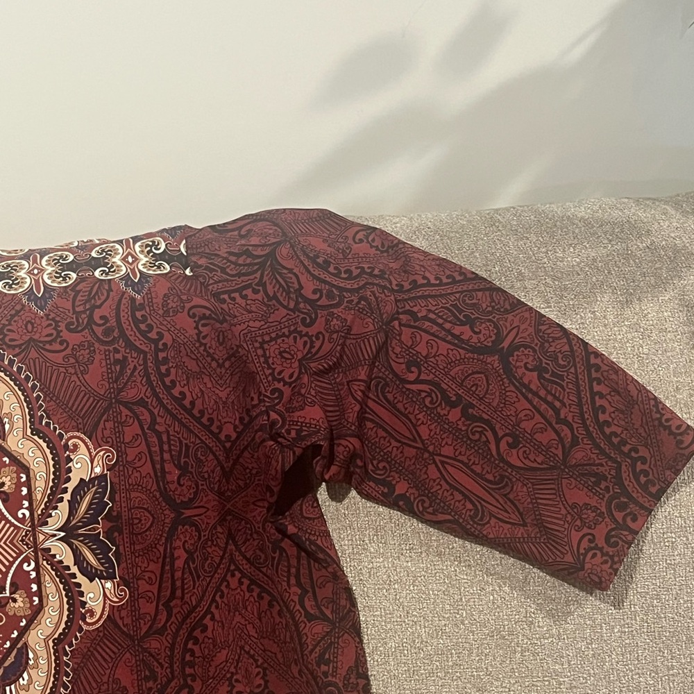 Charter Club Burgundy and Cream Patterned Top Plus Size 3X. - Picture 8 of 13